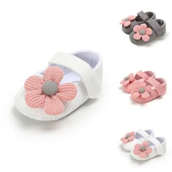 

Princess Infant Baby Girls Shoes Soft Sole Crib Shoes Newborn Toddler Little Baby Flower Soft Cotton Knitted Prewalker Shoes