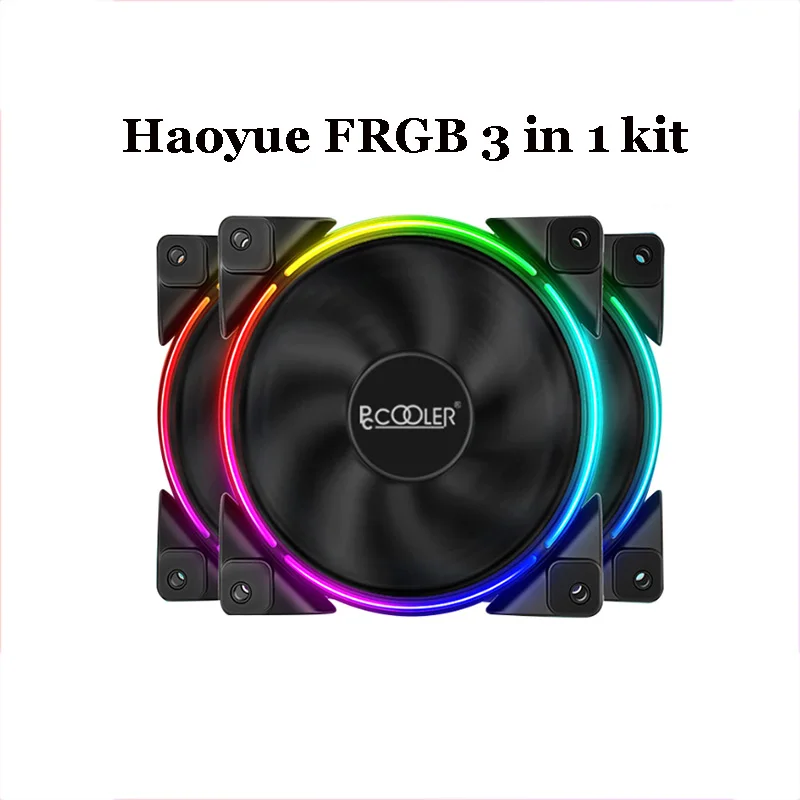 Pccooler Haoyue 120mm chassis fan 3 in 1 kit, 5V/3 pin FRGB silent PWM fan, can be used for water-cooled cold row