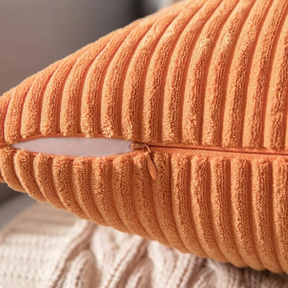 Supersoft Corduroy Cushion Cover Solid Striped Throw Pillow Covers Decorative Pillow Case for Sofa Bed Living Room Decoration 4
