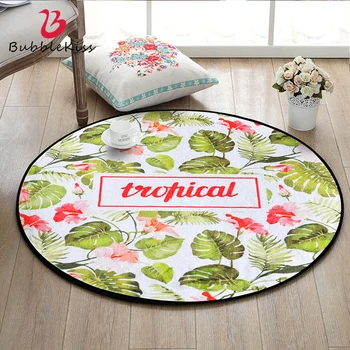 

Bubble Kiss Round Carpet For Living Room Modern Style Small Fresh Plant Pattern Polyester Non-Slip Rug For Bedroom Decoration