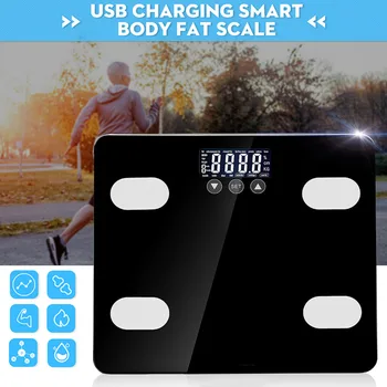 

2019 Glass Platform Black White Weighing Luggage Body Fat Scale Lightweight Monitoring Health Touch for Calorie Drop Shipping