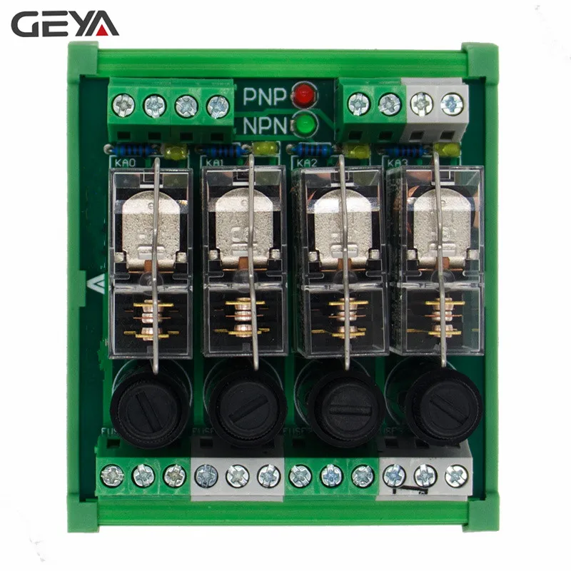 GEYA NGG2R 4-Канальный Релейный Модуль реле Omron доска с предохранителем 1NO1NC 12V 24V AC/DC