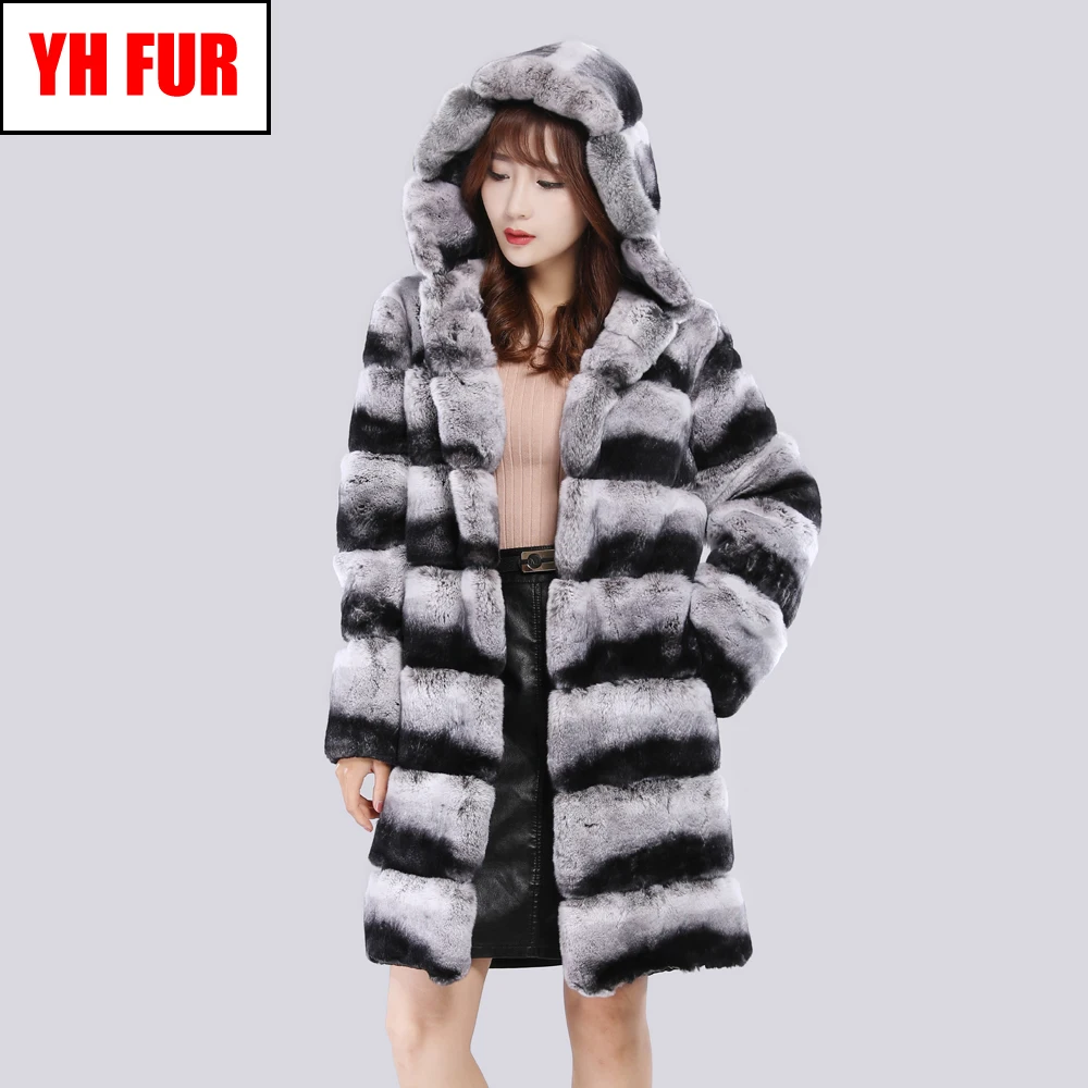 

New Winter Women Real Rex Rabbit Fur Coat Warm Real Rex Rabbit Fur Hooded Jacket Quality 100% Natural Rex Rabbit Fur Overcoat