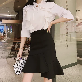 

Fishtail Skirt Skirt Women's Spring And Summer 2020 New Style High-waisted Irregular Flounced Step Medium-length Wrapped Skirt