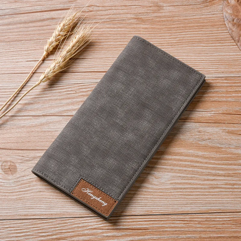 

New Style MEN'S LONG Pattern Wallet-Style Buttons Bag Ultra-Thin Youth MEN'S Wallet Multi-functional Soft Surface Leather Wallet