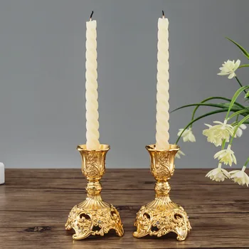 

Classic Luxury Gem Flower Candlestick European Metal Candle Holder Room Decoration Ornament Home Decoration Accessories