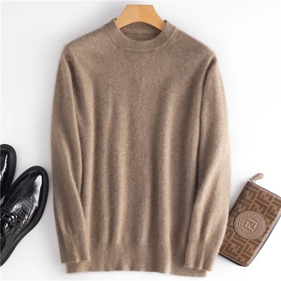 Zocpt зимний мужской свитер, норковые кашемировые пуловеры для мужчин, Повседневная теплая одежда с круглым вырезом, новая мужская одежда, вязаный джемпер, топы - Цвет: Camel