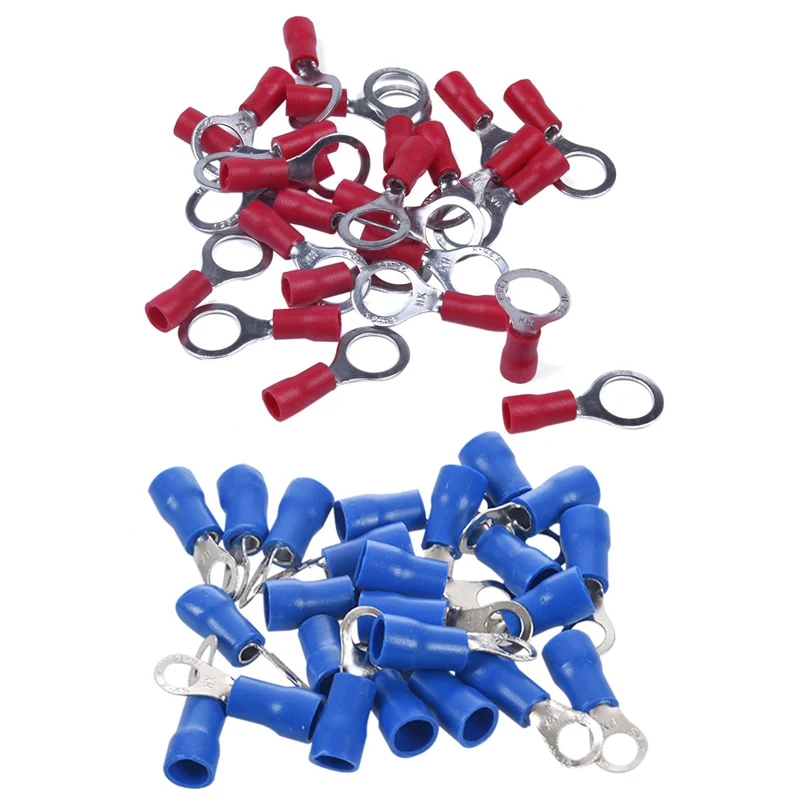 50 Pcs Insulated Crimp Ring Terminal Wire Connector M6 , 25 Pcs 22