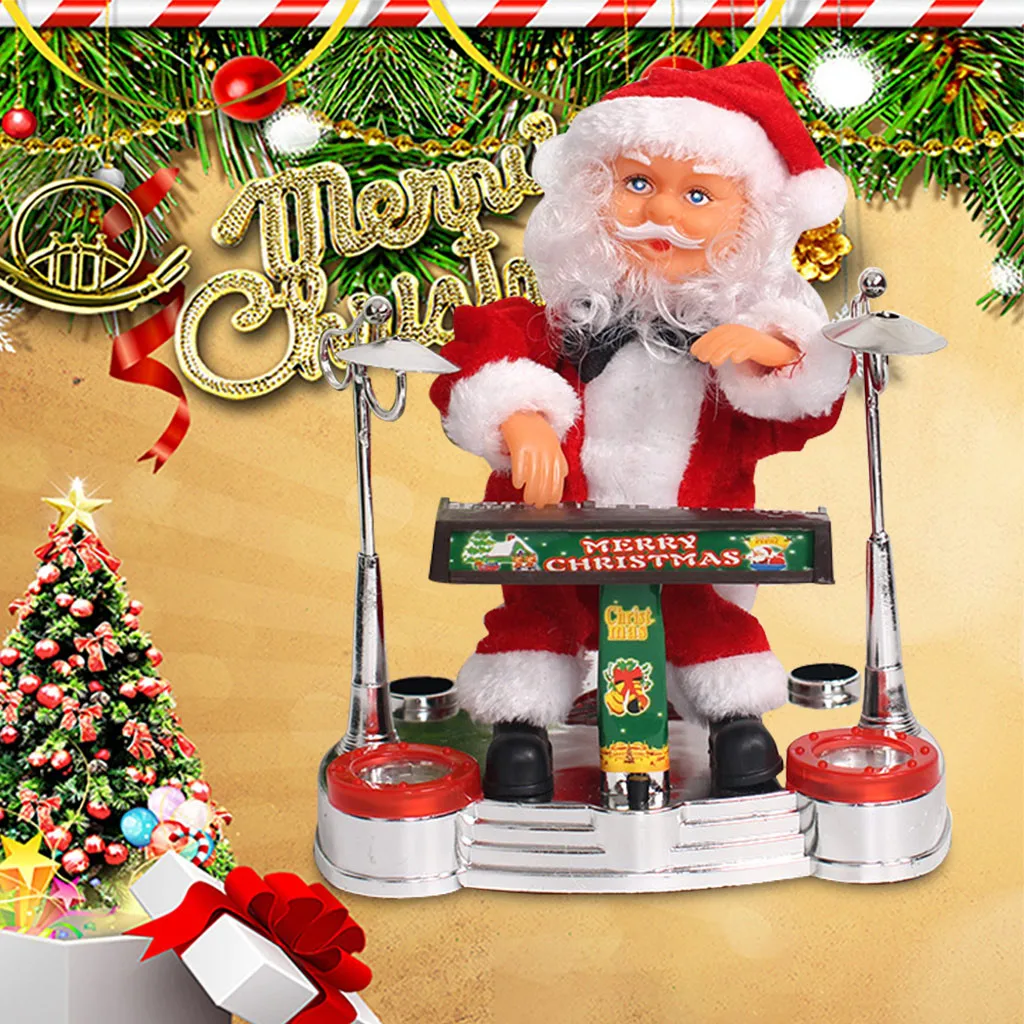Прекрасный Рождественский Санта Клаус представление играть на барабанах музыкальный Санта электрическая игрушка украшения Gife Рождество украшение подарок для малыша