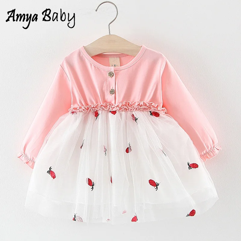 AmyaBaby 1st платье на день рождения для детей для маленьких девочек, Осенний вязаный плетением в стиле пэчворк Платье с длинными рукавами для девочек милые для младенцев Платья