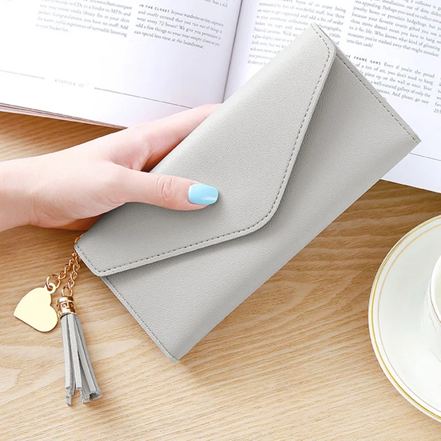 Long Women's Wallet Female Purses Tassel Card Holder Wallets Female PU Leather Clutch Money Bag Pu Leather Wallet Style 2--Color 9