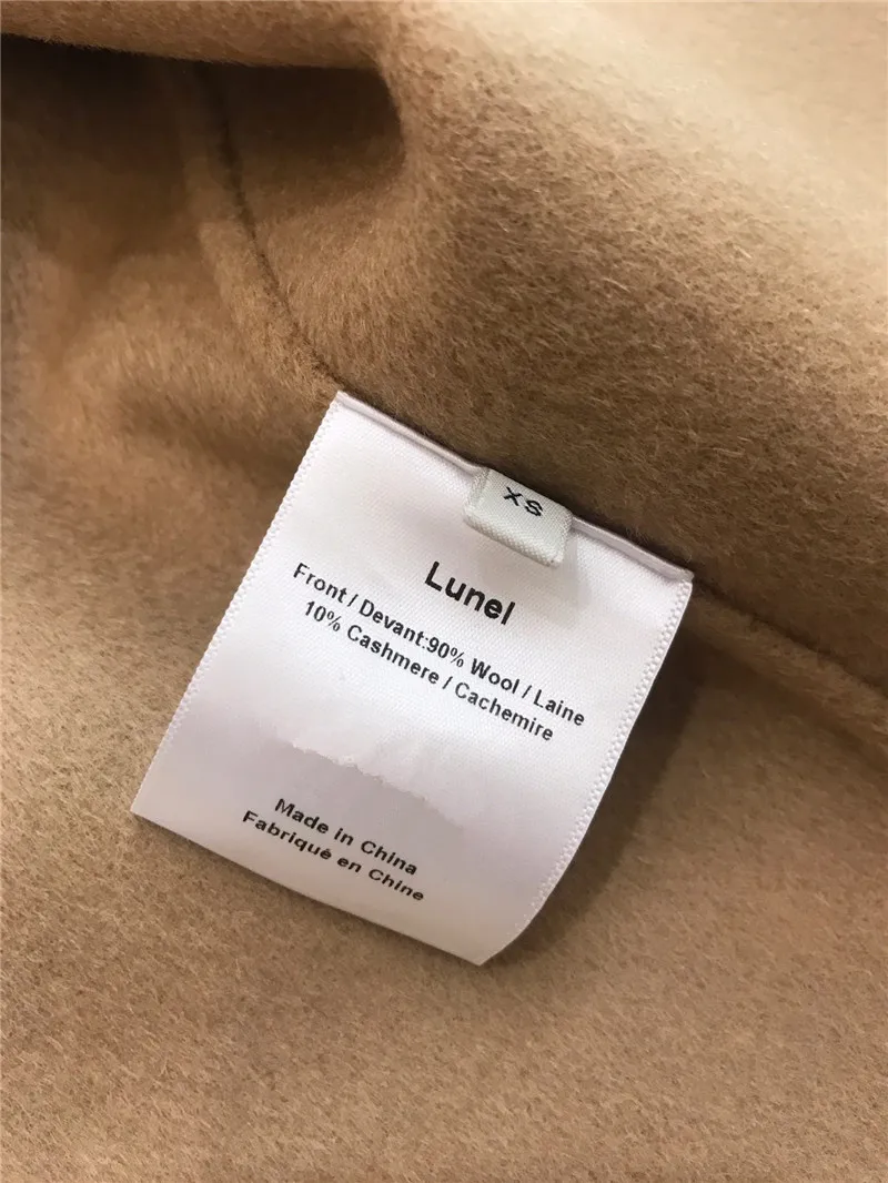 Lunel куртка желтовато-коричневый Цвет кашемира Overjackets заниженной линией плеч с v-образным вырезом пальто с запахом пояс с длинными объемными рукавами