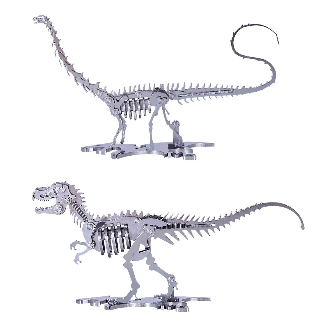 

DIY Stainless Steel Animal Puzzle Model Kit Metal Assembly Jigsaw Crafts Home Office Decor Gift Set -Diplodocus+Tyrannosaurus