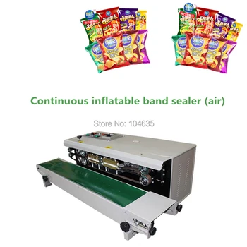 

220V Continuous band Sealer Automatic inflatable continuous film sealing machine Air Plastic Bag Puffed food Sealing Machine