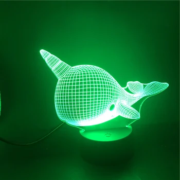 

3D Lamp Narwhals Animal The Alarm Clock Base Nightlight Best Gift for Living Room Decor Battery Powered Usb Led Night Light Lamp