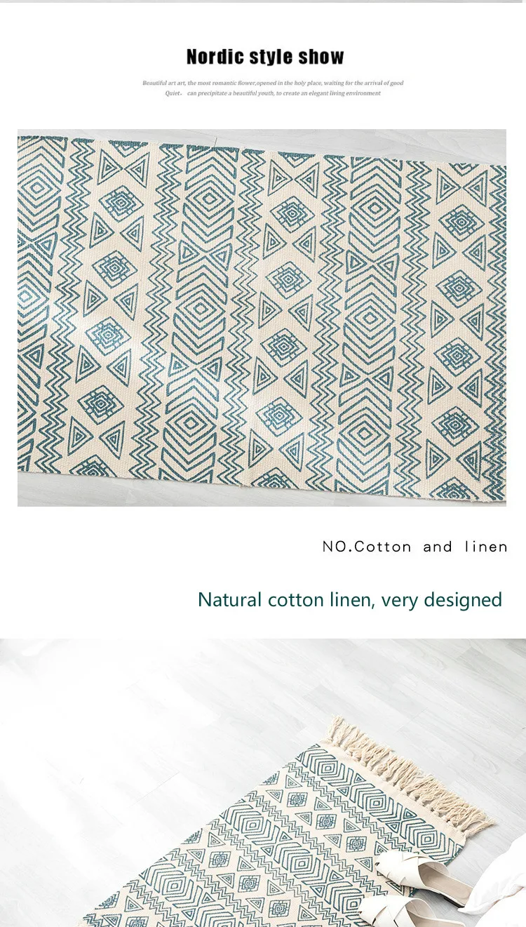 Helper Description Diagram：A thin tapestry carpet with cotton printing and vintage plain color for generations of cross-border Nationalities