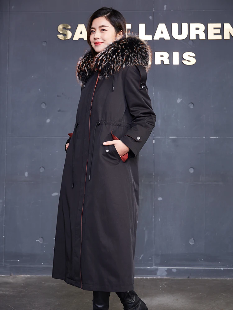 Женская парка из натурального меха подкладка кроличьего зимняя куртка с