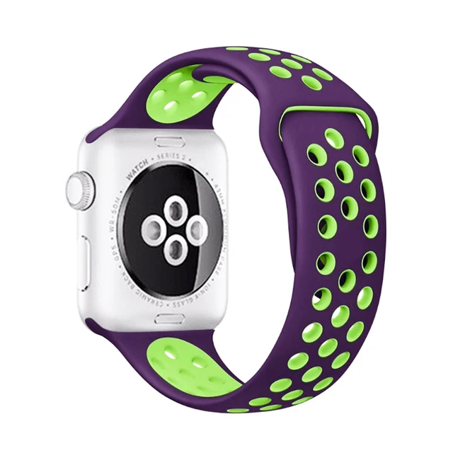 Strap for Apple watch series 7 45mm 41mm 38mm 40mm silicone watchband bracelet correa on smartwatch 6543 se 44mm 42m accessories Purple green