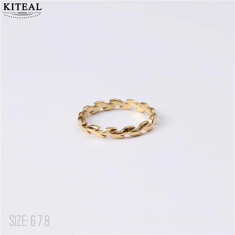 

KITEAL couple gift Gold Vermeil size 6 7 8 wedding ring for female Hollow leaves olive branch men ring wedding jewelry