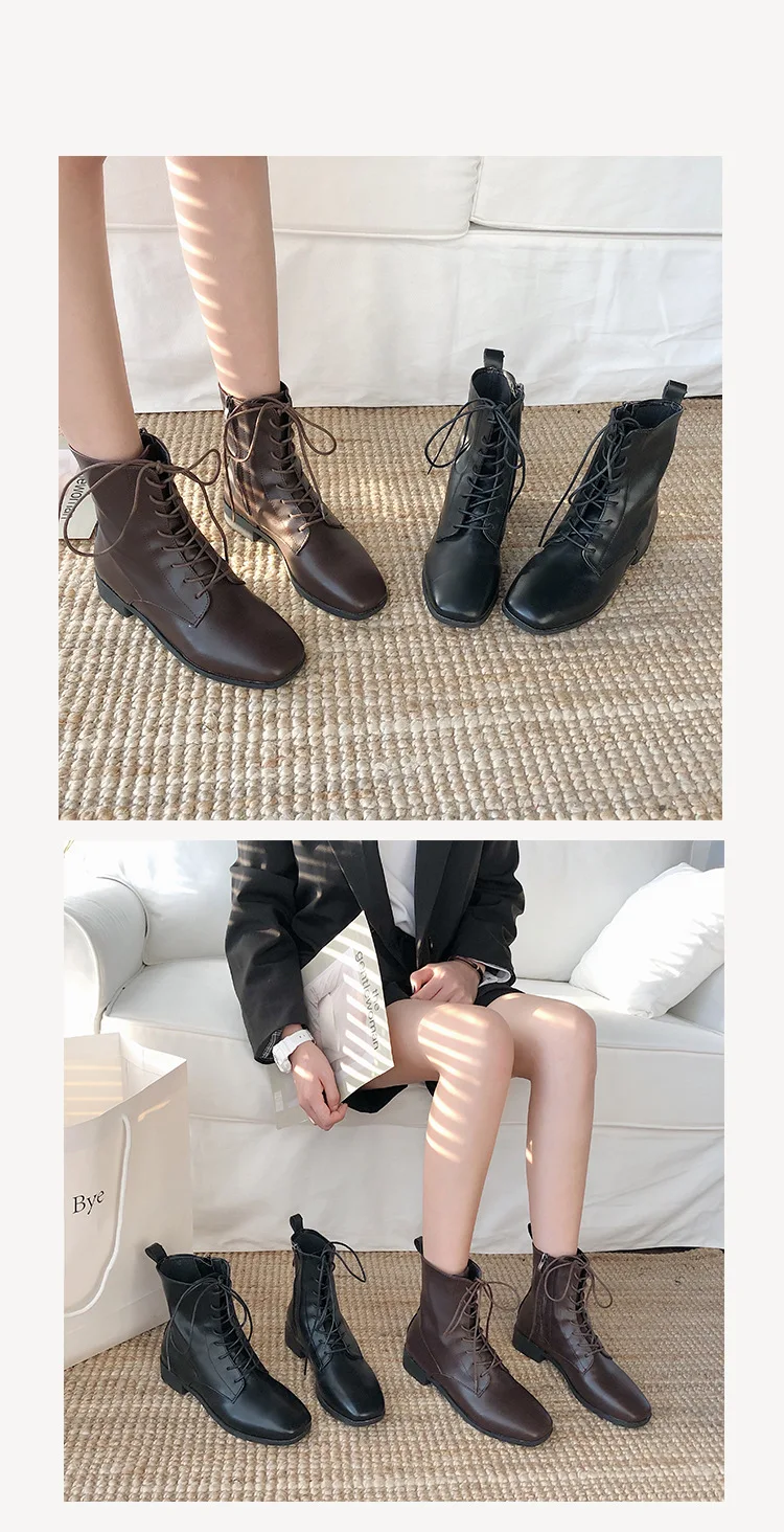 Г. Модные женские ботинки коричневые оксфорды на шнуровке с перекрестной шнуровкой ботильоны martin femme брендовые мотоциклетные ботинки зимние ботинки в стиле ретро с квадратным носком