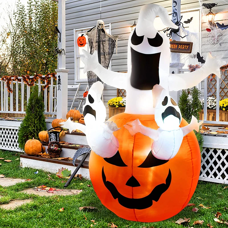 HALLOWEEN 5.5 FT GHOST COUPLE PUMPKIN Airblown Inflatable YARD DECORATION 