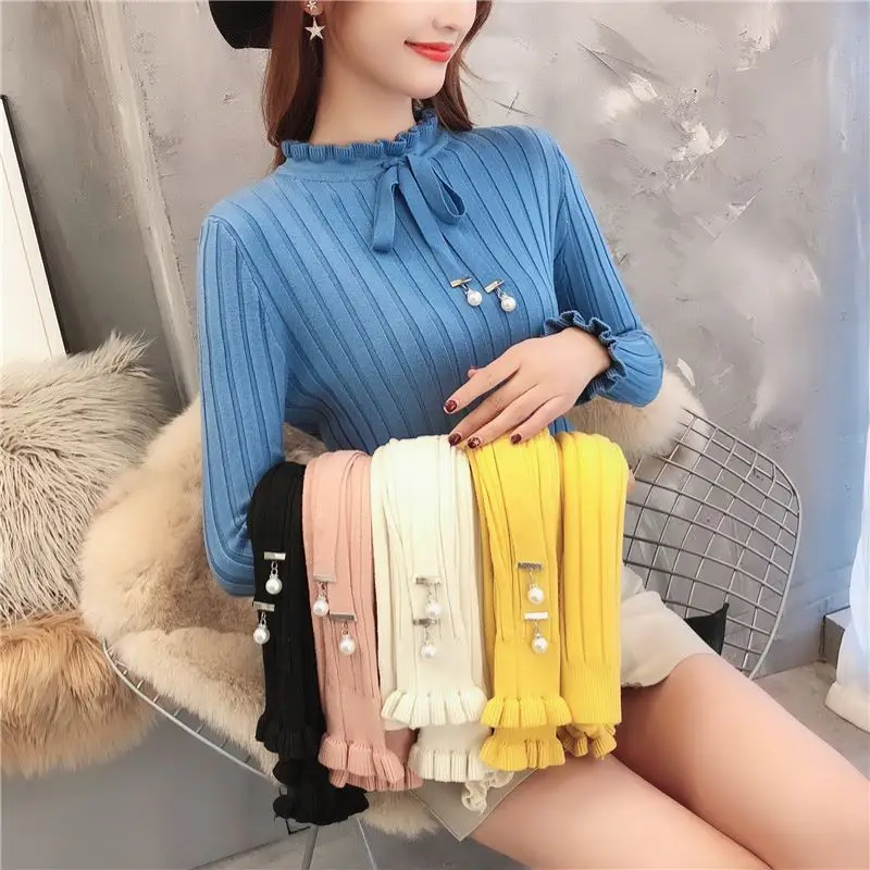 Lucyever Fashion Black Turtleneck Sweater Women Solid Color Elastic Knitted Sweaters Woman 2020 Casual Simple Pullover Ladies | Женская