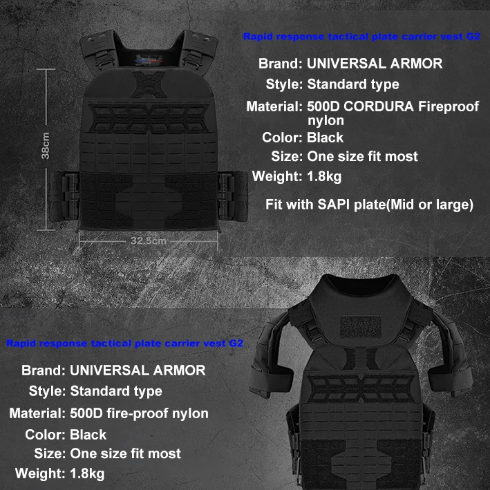 UTA Gen2 Universal Heavy Armor Tactical Plate Carrier Vest