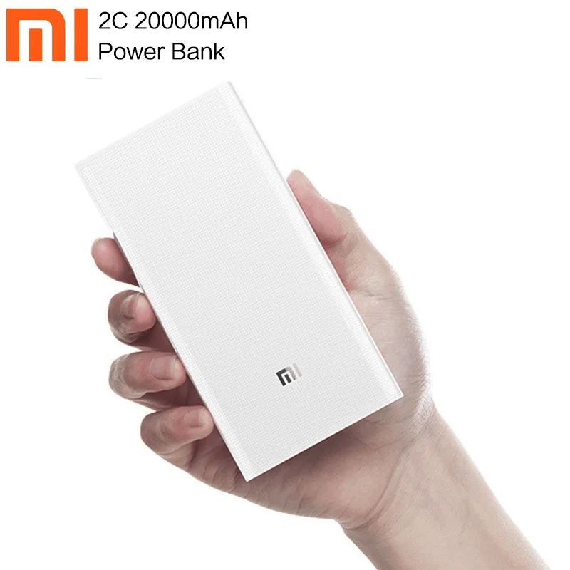 Xiaom Mi 2C QC3.0 power Bank 20000 мАч мобильный портативный внешний аккумулятор 2 Dual USB выход двухсторонний полимер быстрой зарядки для мобильного телефона - Цвет: Белый