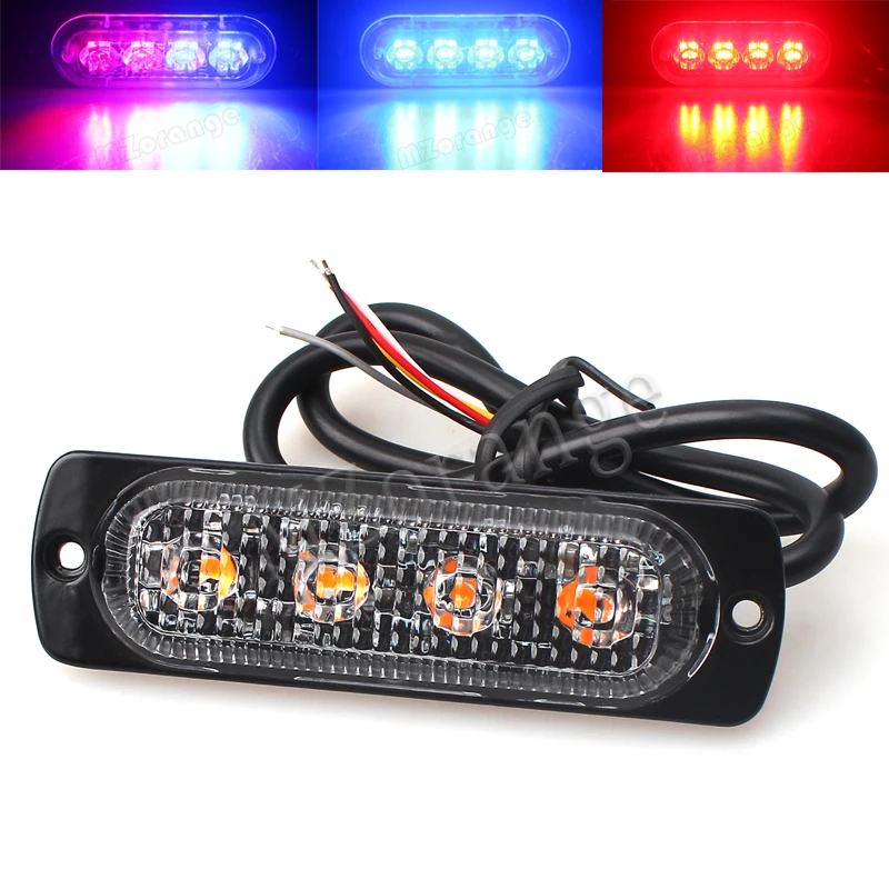 1Piece12V-24V 4 Led Police Flashing Warning Light Emergency Vehicle Red Blue Amber Strobe Lights Car Beacon Traffic light | Автомобили и