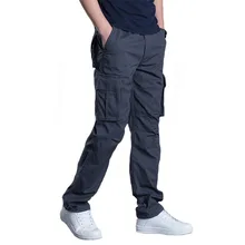 Spring Autumn Casual Cargo Pants Male Multi Pocket Oversize Pants Straight Loose Cotton Long Pants Men