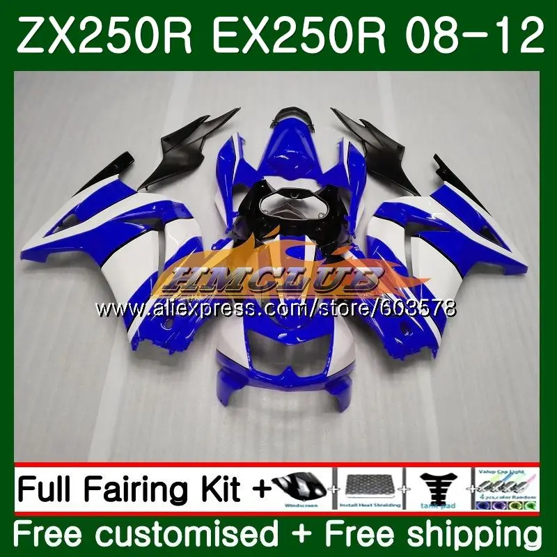 Body For KAWASAKI NINJA ZX-250R ZX250R 08 09 10 11 12 24CL.178 ZX 250R EX 250 EX250 2008 2009 2010 2011 2012 Fairing Blue White Body For KAWASAKI NINJA ZX-250R ZX250R 08 09 10 11 12 24CL.178 ZX 250R EX 250 EX250 2008 2009 2010 2011 2012 Fairing Blue White