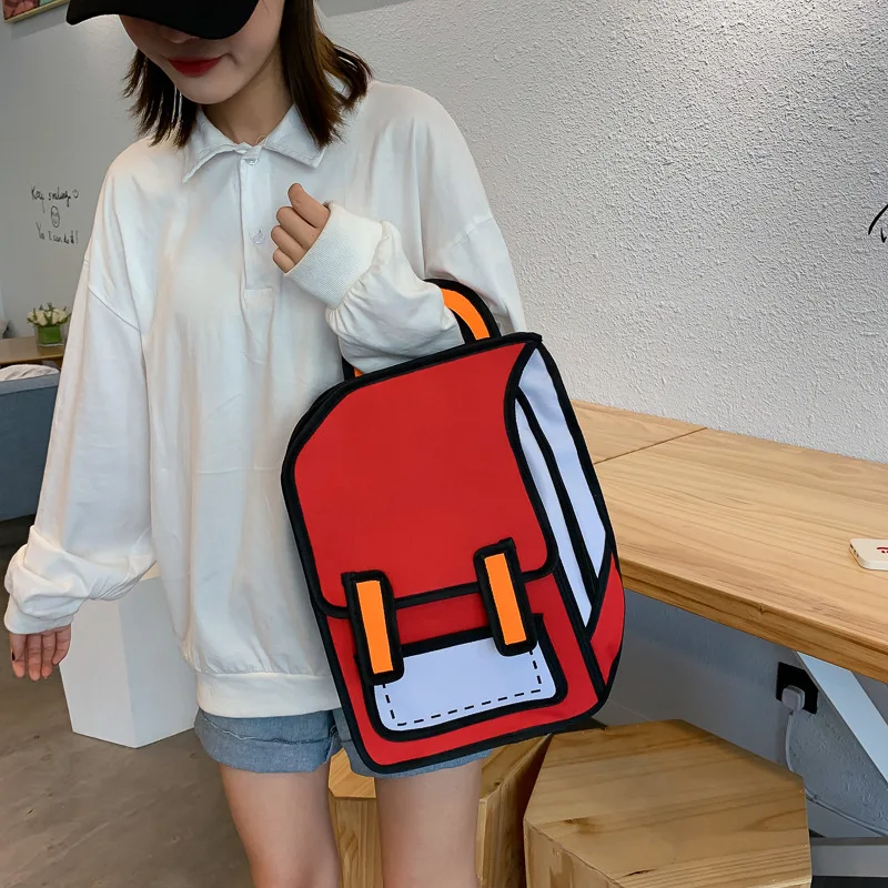 

New Backpack Women Bagpack Quadratic Animation Cartoon Backpack 3D Stereo Backpack for Teenager Girls Schoolbag 2019 Sac A Dos