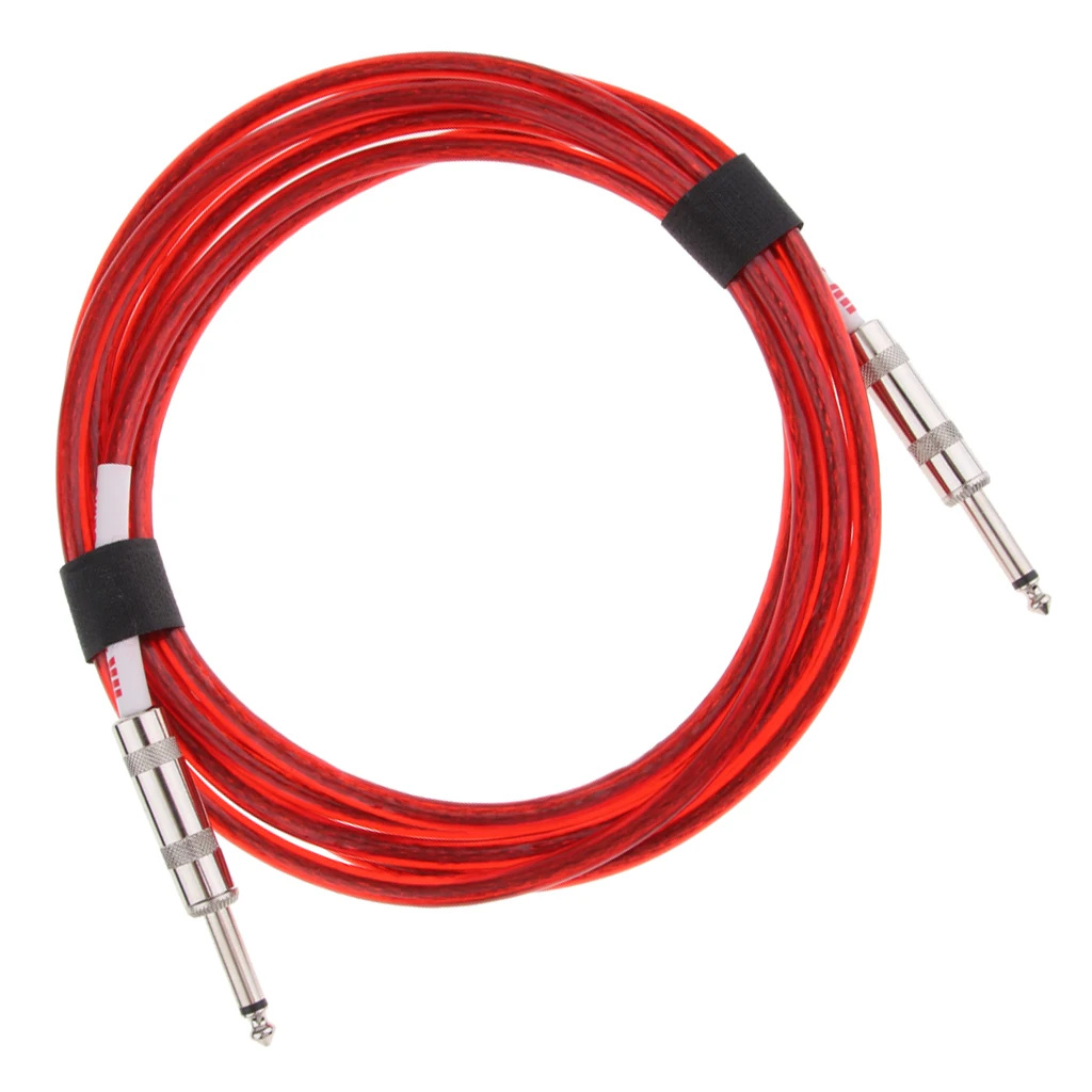 118inch Plug Lead Guitar Bass Instrument To Amp Audio Cable Straight Red Musical Accessories