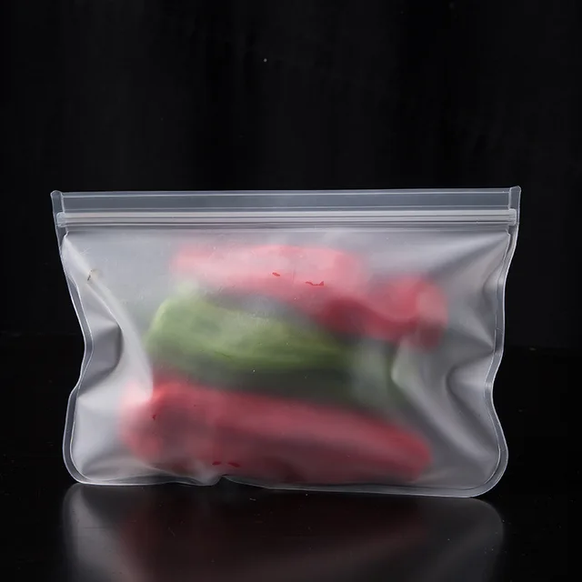 Sac de stockage des aliments en Silicone, sac réutilisable à fermeture éclair, conteneurs étanches, sac frais, sac de stockage des aliments, sac à fermeture éclair 5