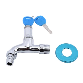 

Portable Wash Water Faucet Household Outdoor Faucet With Lock Key Alloy Faucet Single Tap anti-theft For Outdoor 1pcs