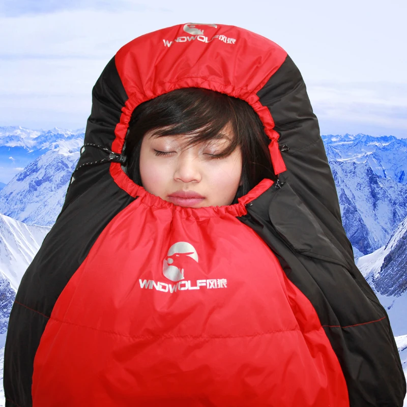 Promo  215*55cm Sleeping Bag Outdoor Adult Duck Down Adult Winter Warming Air Bed Camping Trip Nature Hike