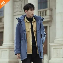 3 цвета, xiaomi youpin, 90 точек, трехмерная вышивка, пуховик с капюшоном, мужское зимнее теплое длинное пальто, пуховик, умный