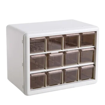 

1 Set of Transparent Multi - Lattice Mini Jewelry Box Desktop Drawer Jewelry Storage Cabinet(Milky)