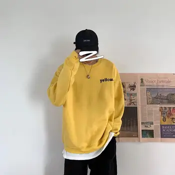 

Letter print casual sweatshirt men's autumn and winter long sleeve round neck loose pullover