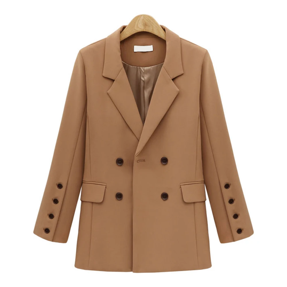 

Women Winter 2019 England Blazer Button Double Breasted Blazers and Jackets Long Sleeve Office Lady Suits Female Casual Outwear