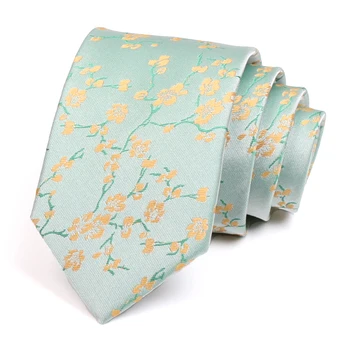 

Men's Floral Jacquard Tie High Quality Green 7CM Ties For Men Business Suit Work Neck Tie Fashion Male Classic Luxury Necktie
