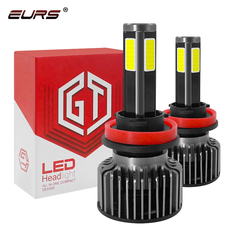 2 шт. автомобильные фары 9005 9006 H1 H4 led H7 H11 4 чип COB 9004 9007 80 Вт лм|Передние LED-фары для