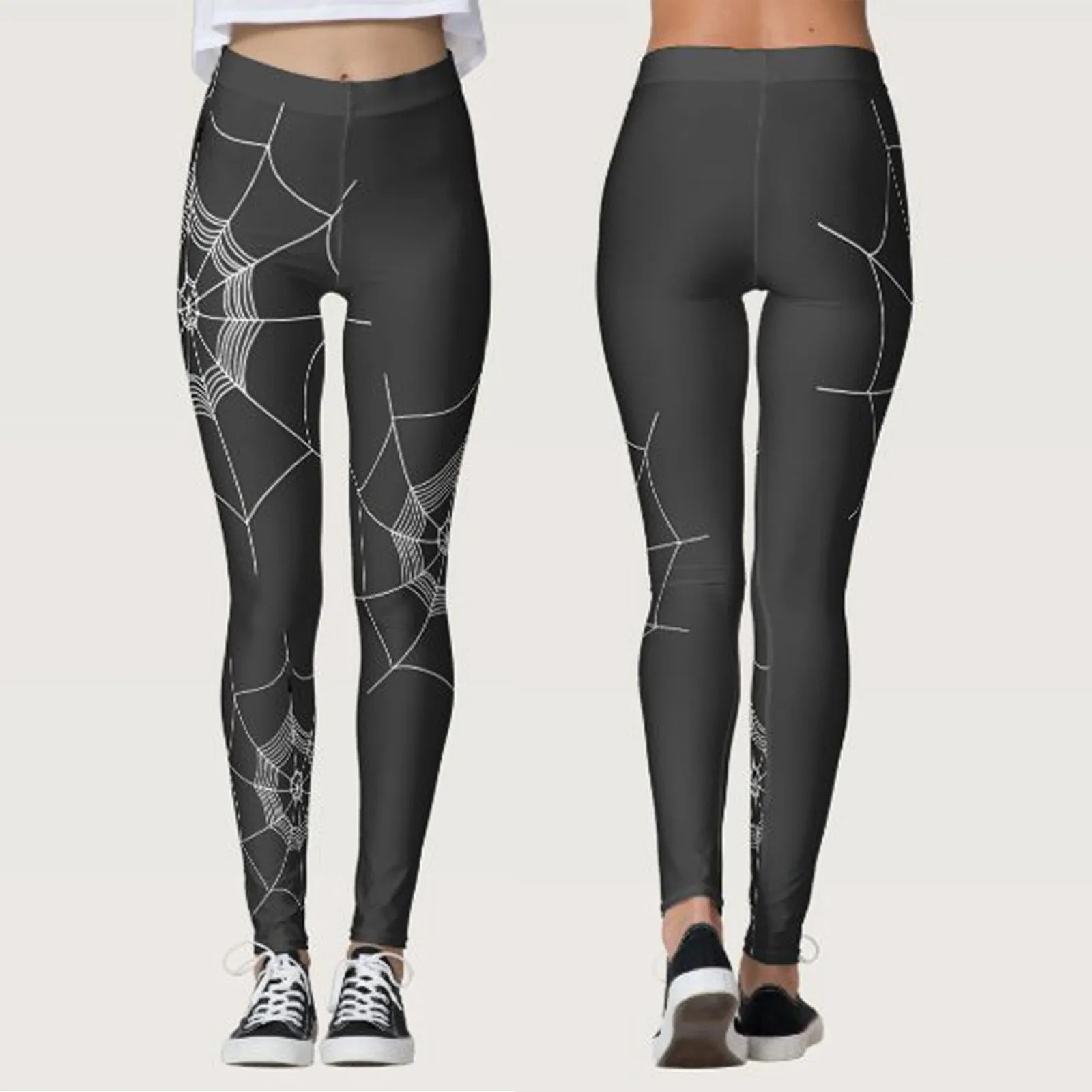 Black winter Halloween Hollow White skull Skeleton Hand bone printed hole footless ankle Leggings Running jeggings L*5 1