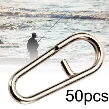 

50Pcs Mini Stainless Steel Swivels Snap Oval Split Rings Fishing Tackle Tool Fast Link Clips Snap Cnnector Interlock