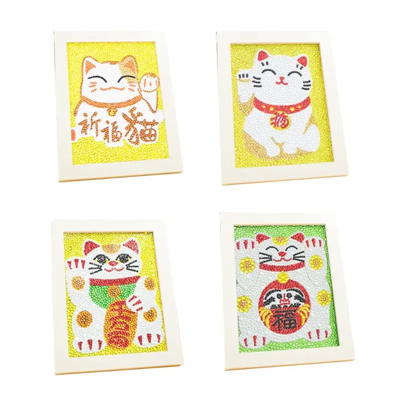 Кошка, кошка, сделай сам, 5D, полная дрель, круглая Алмазная картина, картина, Набор для вышивки крестиком, вышивка ручной работы, домашний декор с рамкой для детей