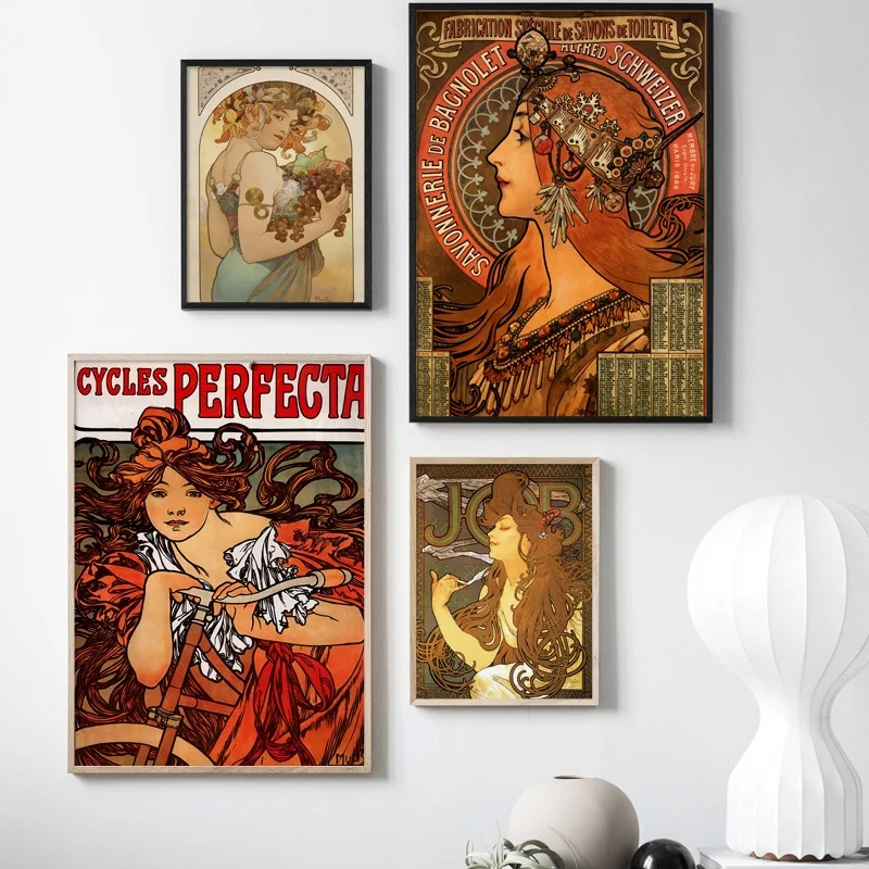 Alphonse Mucha винтажная модная настенная живопись на холсте скандинавские постеры и