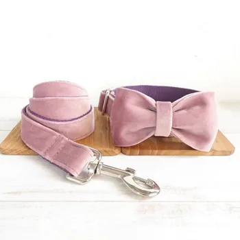 

Dog Cat Personalized Collar Leash Set Velvet Adjustable Small Medium Rope Soft Pet Walking Leashes Chihuahua Pitbull Pug