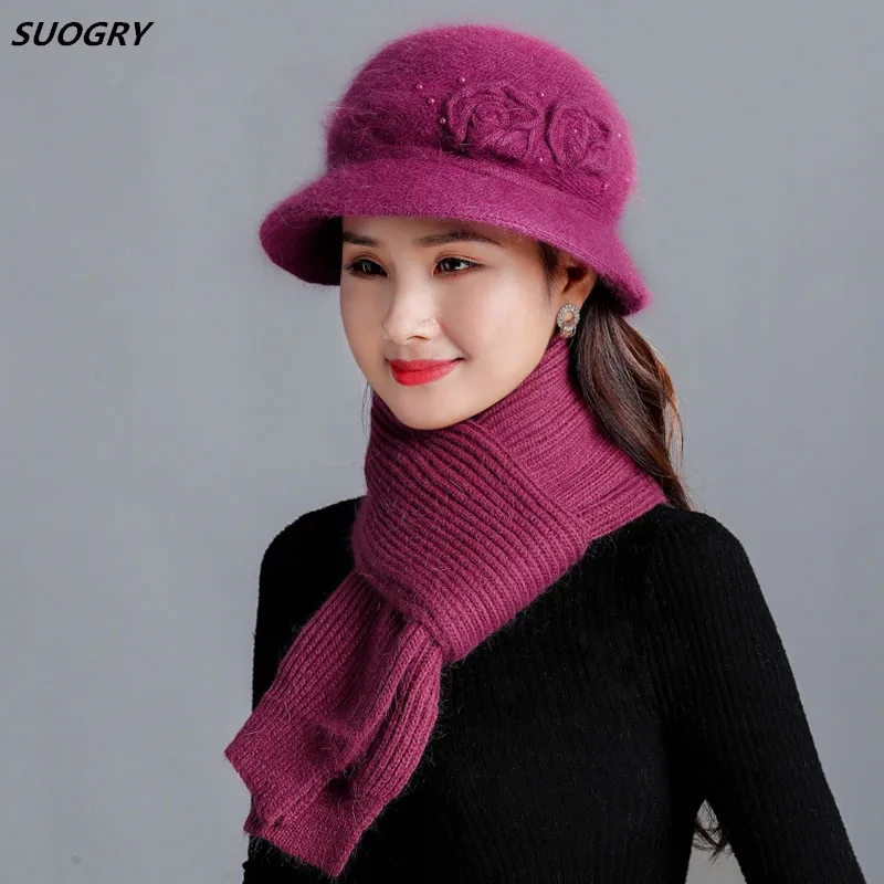 Зимняя шапка, шарф, новые женские модные меховые зимние шапки с кроликом, украшение для прически для женщин и взрослых