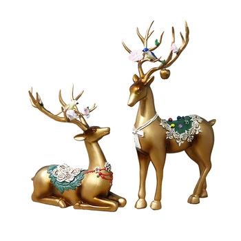 

1 Set Home Decor Resin Elk Adornment Creative Resin Decoration Resin Deer Adornment Home Deer Ornament Home Decoration(Golden)