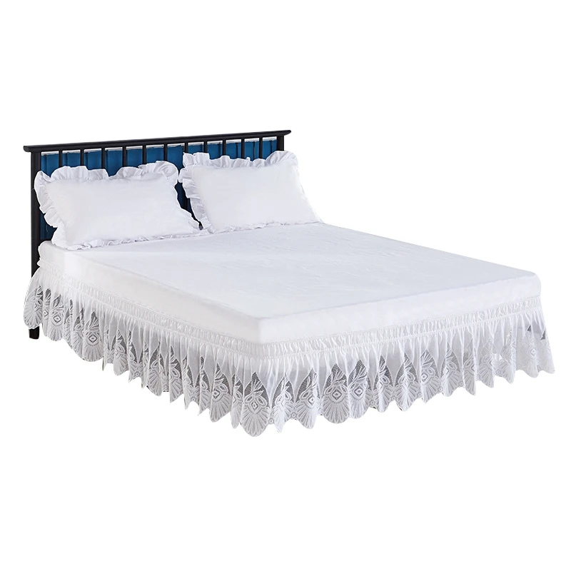 buy Princess Lace Bed Skirt Home Hotel Bed Cover Without Surface Elastic Band Bed Skirts Bedspread Twin Full Queen King Size